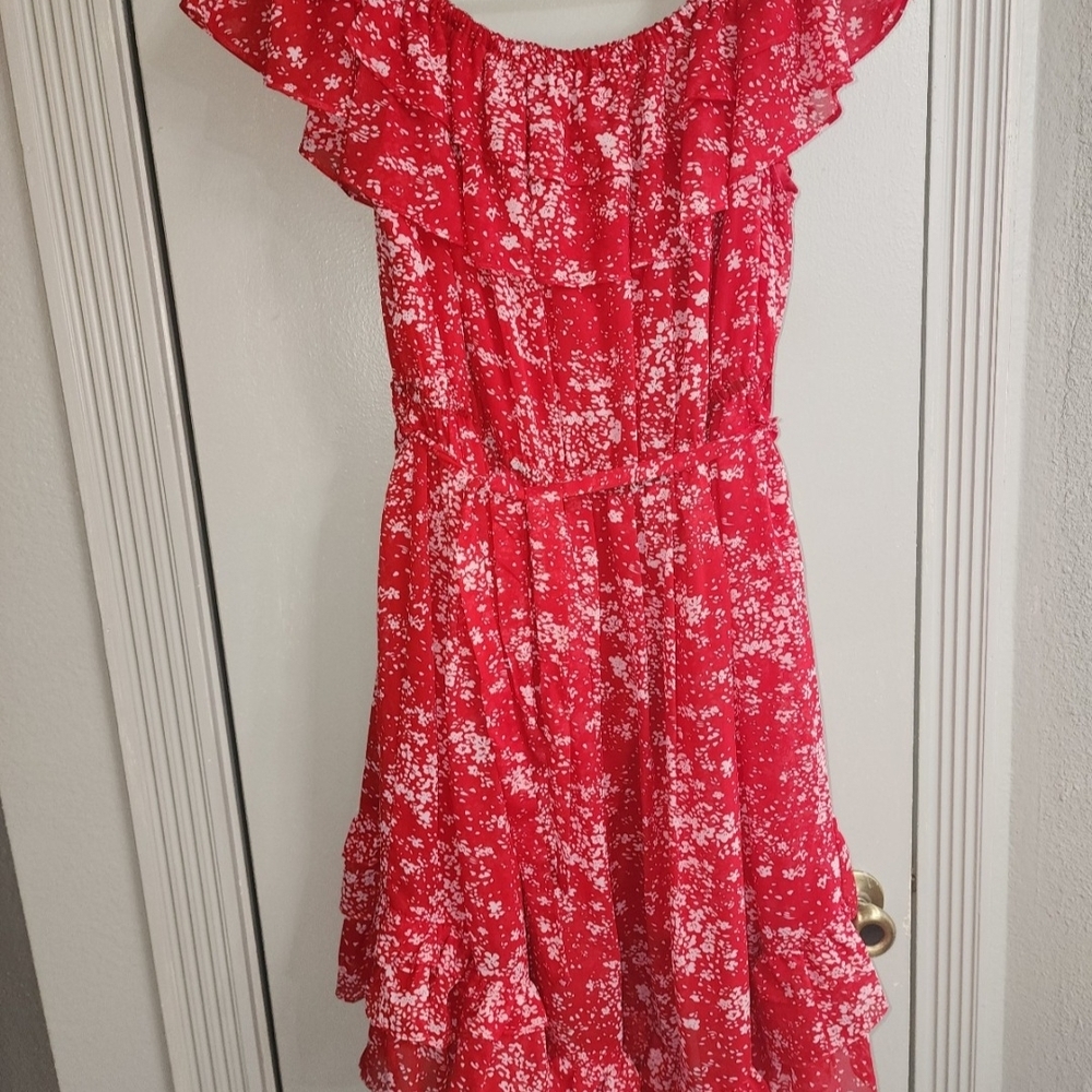 PIA Red Floral Off-Shoulder Dress